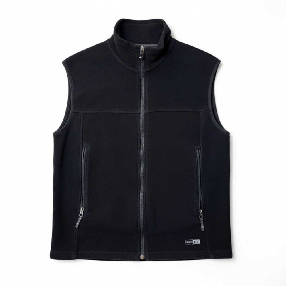 REI Black Fleece Vest with High Collar and Slim Fit
